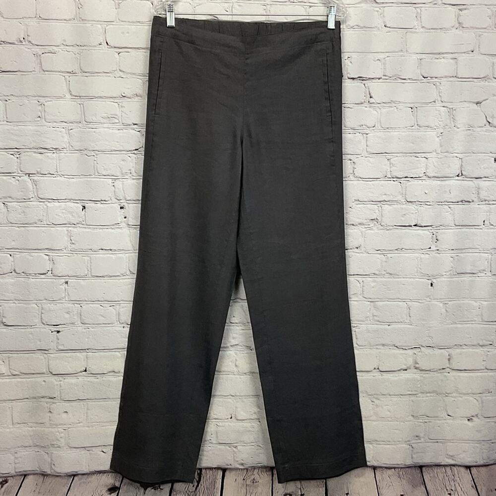 J. Jill Linen Stretch Pants Women's Size 10 Gray Business Casual Travel Comfort